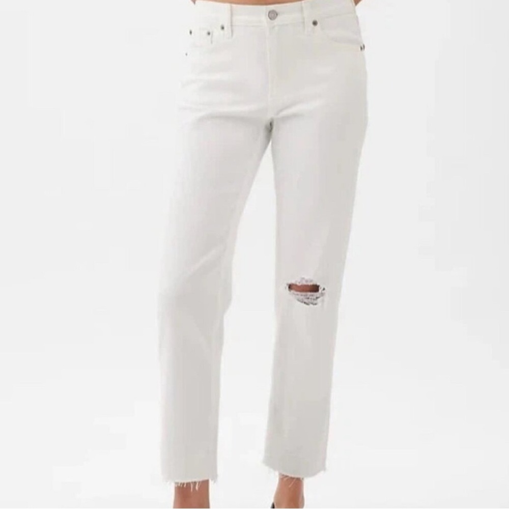 Gap Cheeky Straight High Rise White Denim Jeans
